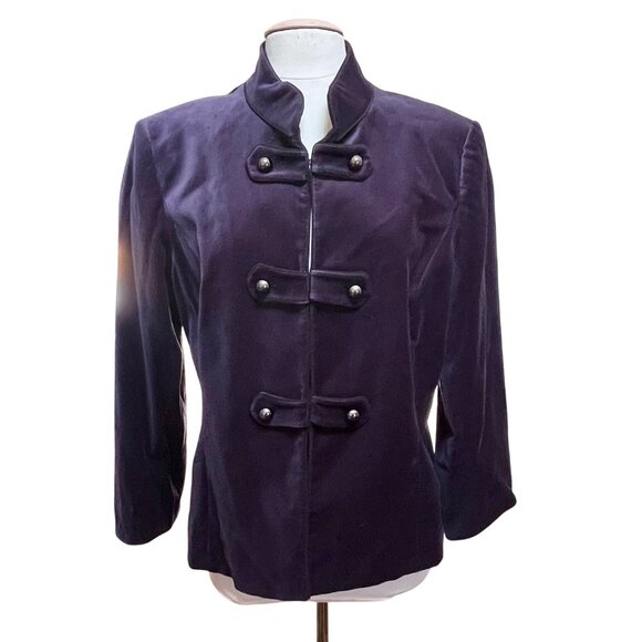 Alex Marie Majestic Night Military Velvet Jacket Dusk Purple Womens Coat Sz‎ 16 - Picture 4 of 11